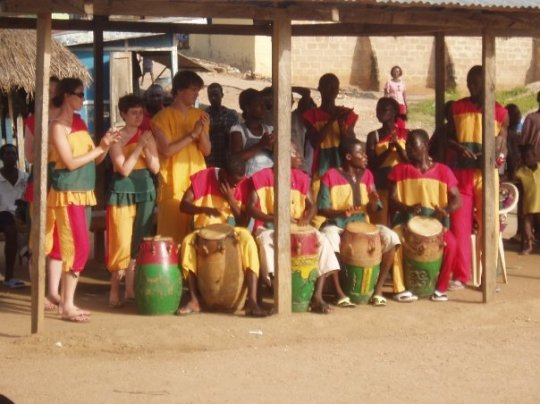 Doing a dance-drama with the Sankofa Center for African Dance and Culture, Ghana, May 2009 